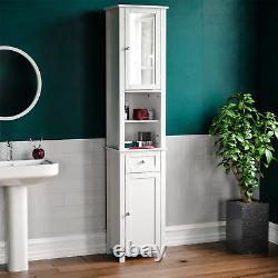 Priano Mirror Cabinet Tall Freestanding Bathroom Mirrored Door Storage Cupboard
