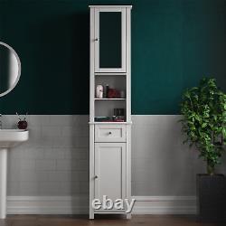 Priano Mirror Cabinet Tall Freestanding Bathroom Mirrored Door Storage Cupboard