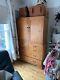 Rustic Antique Linen Press, Cupboard With 2 Over 3 Chest Of Drawers