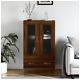 Rustic Display Cabinet Cupboard Bookcase Storage Shelving Unit With Drawer Wood
