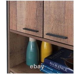 Rustic Storage Cabinet Chunky 2 Cupboard and 1 Drawer Industrial Tall Display
