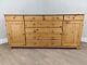 Sideboard Extra Wide Pine 8 Drawer Double Shelved Cupboard Cabinet Unit Country