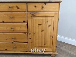 SIDEBOARD Extra Wide Pine 8 Drawer Double Shelved Cupboard Cabinet Unit Country