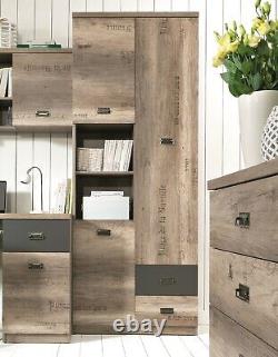 Shelving Storage Bookcase Shelf Unit Cabinet Cupboard Oak Effect Grey Malcolm