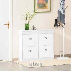 Shoe Cabinet with 4 Flip Drawers Storage Cupboard with Adjustable Shelf White