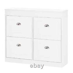 Shoe Cabinet with 4 Flip Drawers Storage Cupboard with Adjustable Shelf White