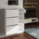 Shoe Rack Storage Cabinet 3 Drawers Open Shelves Wood And Metal Cupboard White