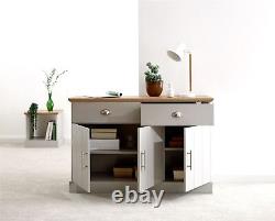 Sideboard Cabinet Cupboard 2-Drawers Shelves Living Room Storage Grey