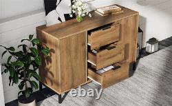 Sideboard Cabinet with 2 doors 3 drawers Adjustable shelf Cabinet Cupboard Oak