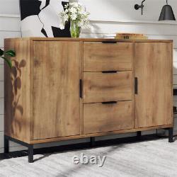 Sideboard Cabinet with 2 doors 3 drawers Adjustable shelf Cabinet Cupboard Oak