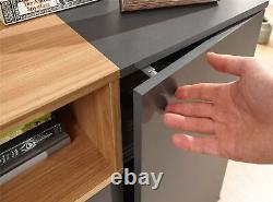 Sideboard Cupboard Cabinet 2-Door 2-Drawers Shelves Storage Organiser Grey/Oak