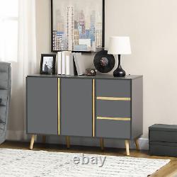 Sideboard, Modern Kitchen Cupboard with Double Doors and 3 Drawers Dark Grey
