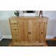 Solid Oak Furniture Large Shoe Cupboard Hall Storage With Drawers & Shelves