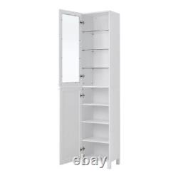 Storage Mirror Cabinet Tall Narrow Cupboard Free Standing Bathroom Shlves Unit