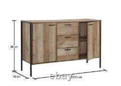 Stretton Sideboard 2 Doors 3 Drawers Storage Cabinet Cupboard Rustic Industrial