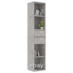 Tall Cabinet Shelves Bookcase Storage Unit Wood Cupboard with 4 Shelves 2 Drawer