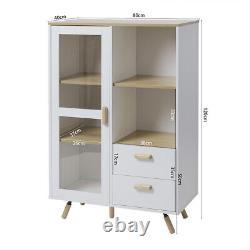 Tall Kitchen Cupboard Storage Display Cabinet Larder Pantry Glass Door Bookshelf