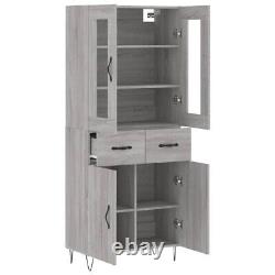 Tall Kitchen Larder Pantry Cabinet Cupboard Storage Unit Shelves Grey Utility