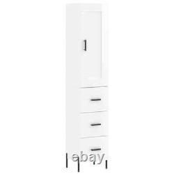 Tall Narrow Storage Cupboard Wooden Cabinet White With Shelves And Drawers Unit