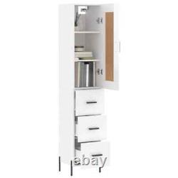 Tall Narrow Storage Cupboard Wooden Cabinet White With Shelves And Drawers Unit
