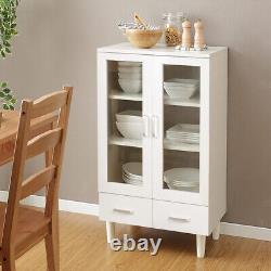 Tall Sideboard Storage Cabinet Kitchen Cupboard with Doors and Drawers White UK