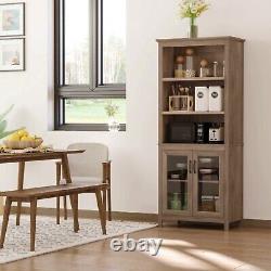 Tall Storage Cabinet Country Kitchen Cupboard Large Rustic Bookcase Display Unit