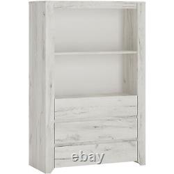 The Range White Wood Marbel Three Drawer Cupboard with Open Shelf H1307 W840