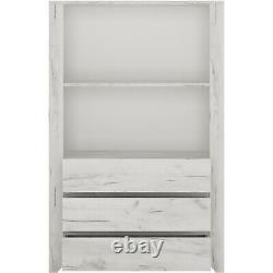 The Range White Wood Marbel Three Drawer Cupboard with Open Shelf H1307 W840