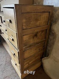 Unusual Antique Victorian Pine Filing Cupboard with 4 Drawers