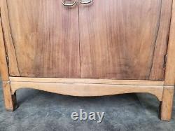 Vintage 20thC walnut tall boy cabinet cupboard drawers shelves