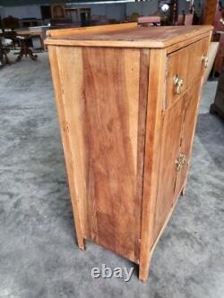 Vintage 20thC walnut tall boy cabinet cupboard drawers shelves