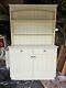 Vintage Pine Kitchen Dresser Off White, Two Cupboards, Two Drawers, Two Shelve