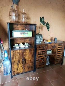 Vintage Storage Cabinet Industrial Kitchen Cupboard Rustic Office Shelving Unit