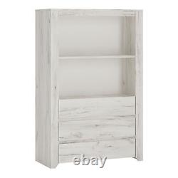 White Craft Oak Cupboard 3 Drawers Open Shelf Modern Stylish Storage Reims