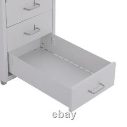 White Metal Filing Cabinet Office Home Storage Cupboard 10Drawer Slim Shelf Rack