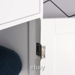 White Tall Bathroom Cabinet Storage Unit Slim Tallboy Cupboard Door Shelves NEW