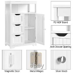White Wooden Side Cabinet Sideboard Storage Unit 3 Drawers Freestanding Cupboard
