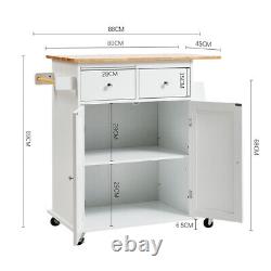 Wood Kitchen Island Cart Drawers Pantry Cupboard Side Towel/Spice Rack Shelves
