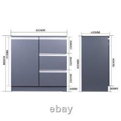 Wood Sideboard Cabinet With 3 Drawers Countertop Side Shelf Racks Tall Cupboard UK