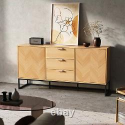 Wooden Sideboard Cabinet Cupboard Unit Storage Furniture With 2 Doors 3 Drawers