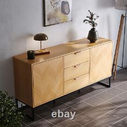 Wooden Sideboard Cabinet Cupboard Unit Storage Furniture With 2 Doors 3 Drawers