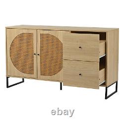Wooden Sideboard Cabinet Cupboard Unit Storage Furniture With 2 Drawers 2 Doors