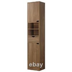 Wooden Tall Cupboard Storage Unit Cabinet Drawer Shelves Bathroom Oak 5.5Ft