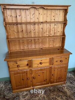 Wooden large cupboard unit with free standing display unit on top